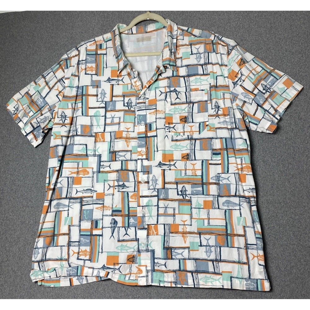 Columbia PFG Short Sleeve Shirt Men's XXL Fish Fabric Vented Cotton